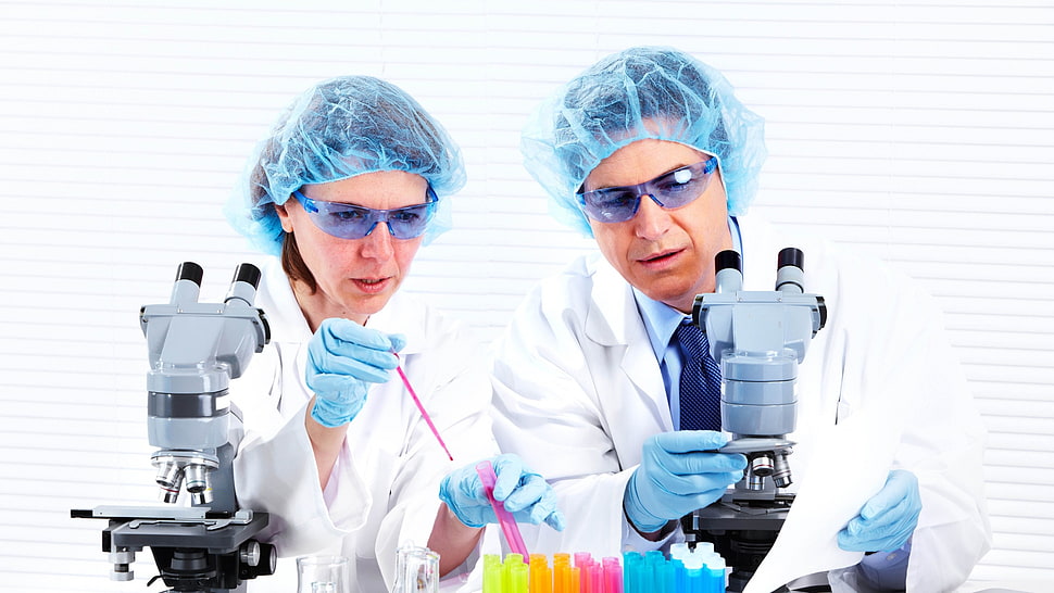 two doctor using laboratory apparatus HD wallpaper