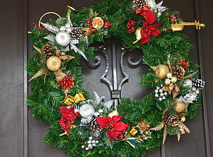 green red and bronze Christmas wreath