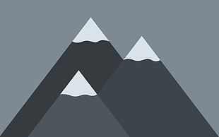 three grey mountains with snow illustration