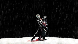 skeleton dancing in rain digital wallpaper, Joker, rain
