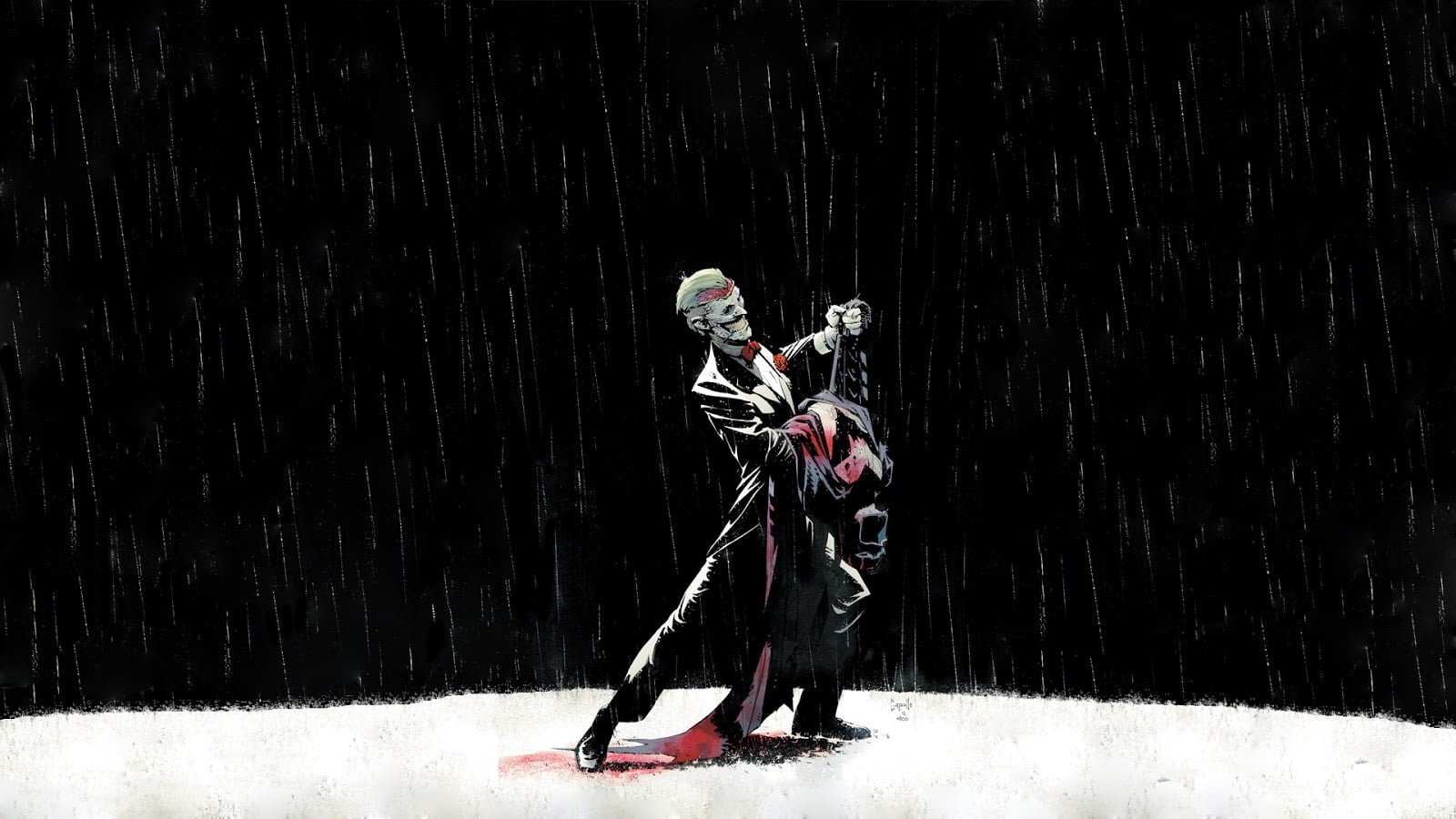 skeleton dancing in rain digital wallpaper, Joker, rain
