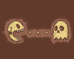 skeleton Pac-Man graphics art, skull, Pacman