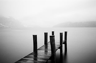 black wooden dock photography during daylight, weggis, ilford