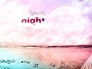 Lovely Night text on sky above clouds HD wallpaper