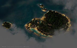 brown island, digital art, CGI, nature, landscape