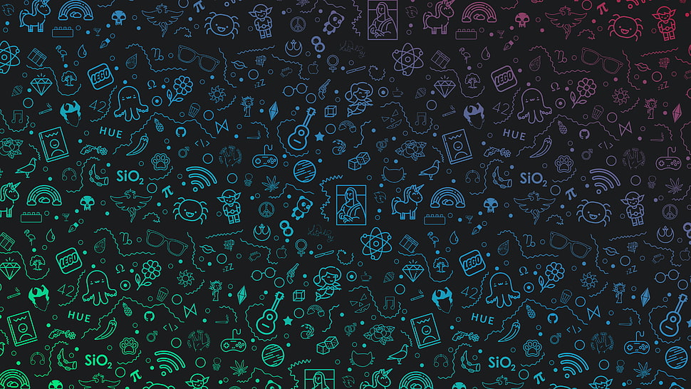 doodle artwork, sketches, gradient, doodle, logo HD wallpaper