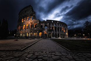 Colosseum, Greece, architecture, building, old building, lights HD wallpaper