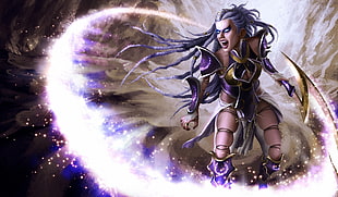 illustration of female warrior, fantasy art, Diana, League of Legends, video games