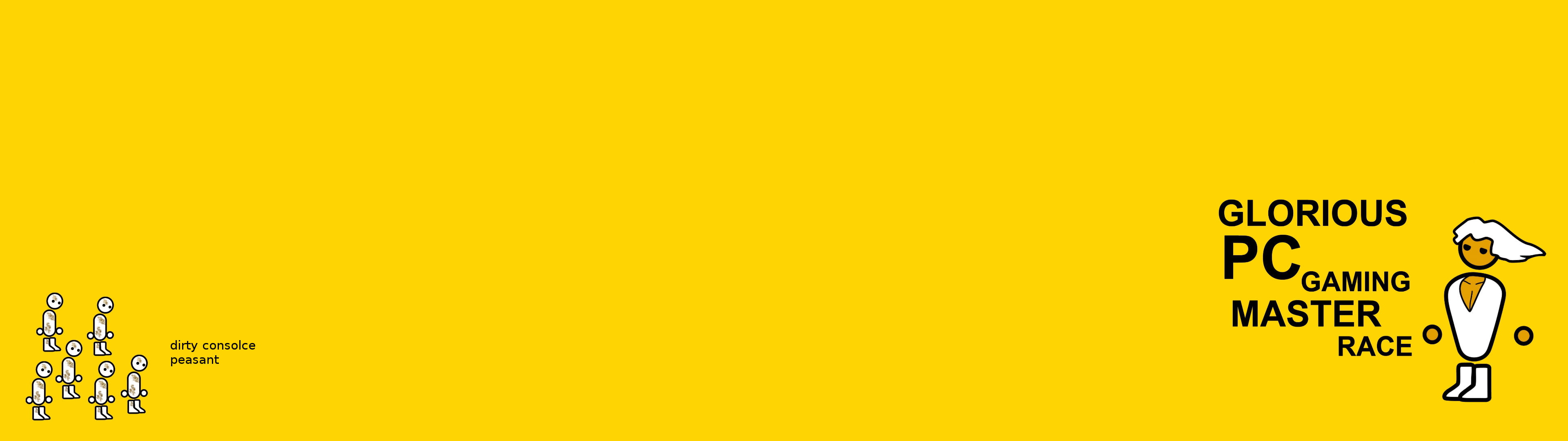 yellow background with text overlay, video games, multiple display, PC Master  Race, peasants