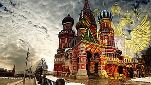 Saint Basil's Cathedral, Russia, Russia, Moscow, digital art, sky