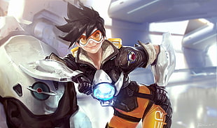Overwatch game poster, Overwatch, Tracer (Overwatch), Blizzard Entertainment, Lena Oxton