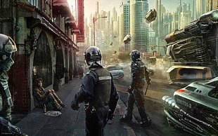 game application, cyberpunk, futuristic, police, science fiction HD wallpaper