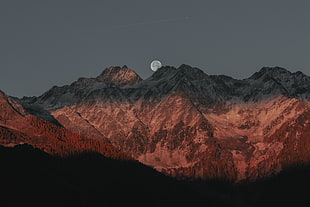white mountain, Moon, landscape, mountains HD wallpaper
