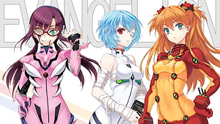 Neon Genesis Evangelion illustration, Neon Genesis Evangelion, Ayanami Rei, Asuka Langley Soryu, anime HD wallpaper