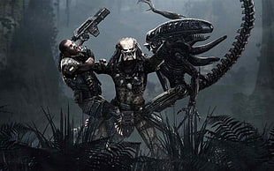 Alien vs Predator illustration HD wallpaper