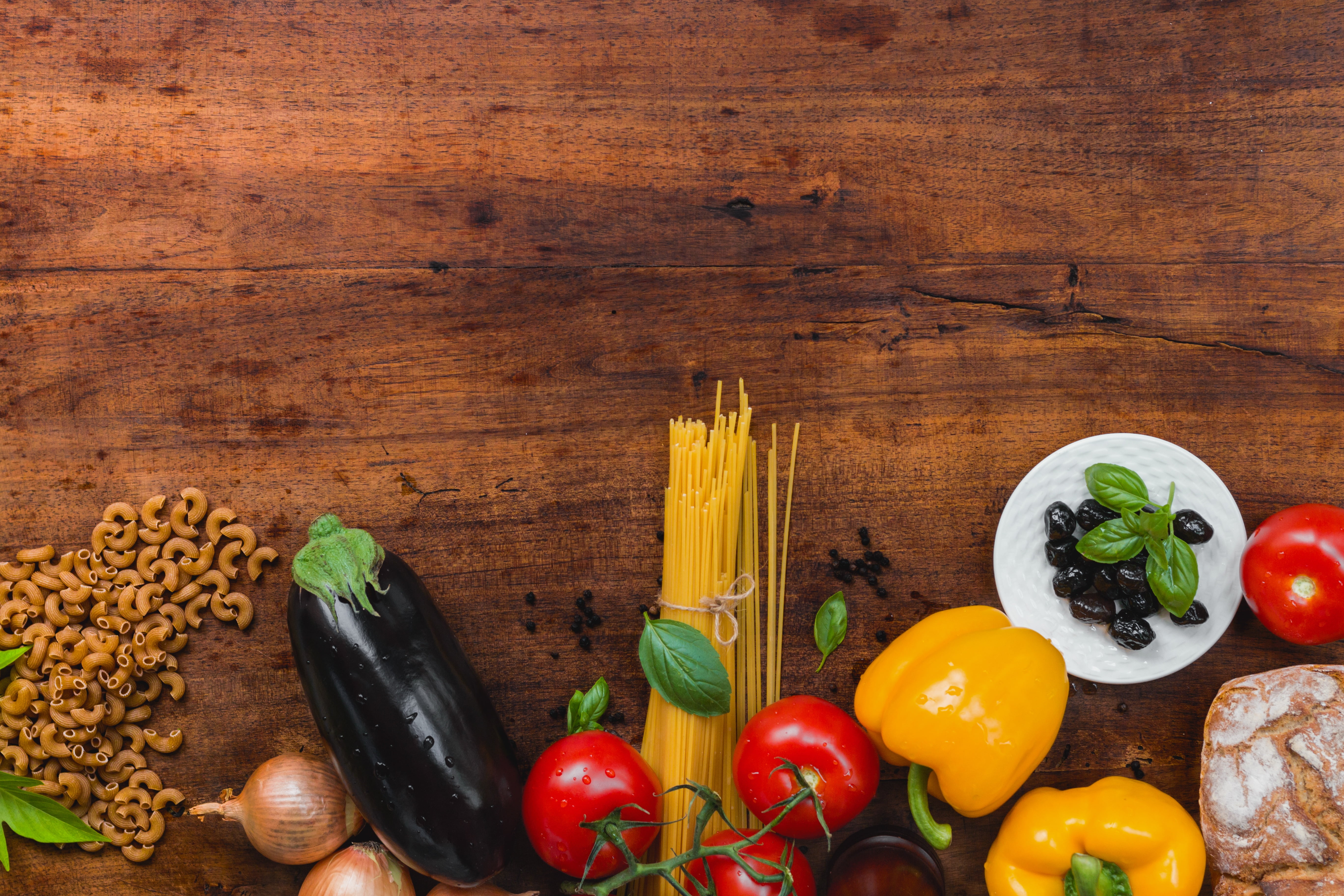 closeup photo of assorted vegetables on brown wooden surface