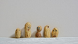 five assorted decorative nuts