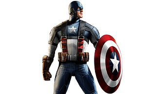 Marvel Captain America illustration, Captain America, Marvel Comics, white background, shield
