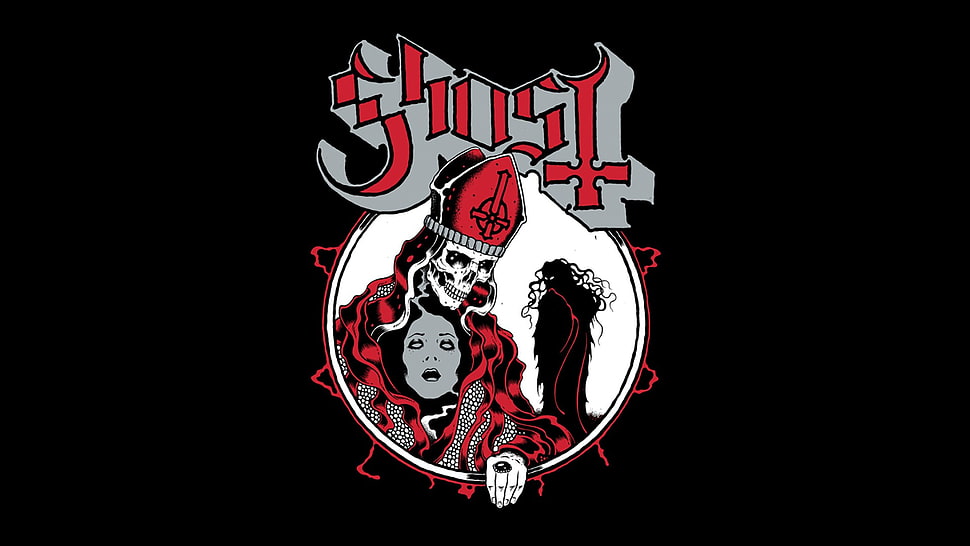 white and red death logo, ghost HD wallpaper