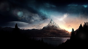 silhouette photo of mountain range