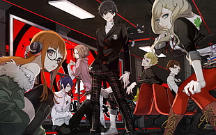 group of people anime character wallpaper, Persona 5, Persona series, Phantom Thieves, Akira Kurusu