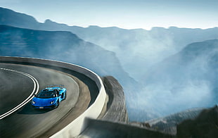 blue driving at the slope HD wallpaper