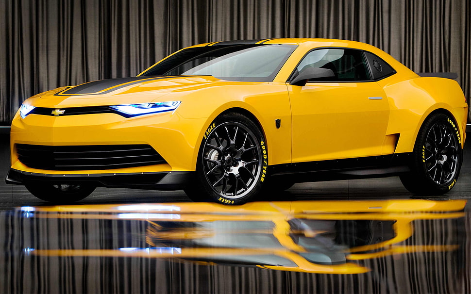 yellow Chevrolet Camaro coupe, Chevrolet, yellow, car, sports car HD wallpaper