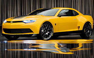 yellow Chevrolet Camaro coupe, Chevrolet, yellow, car, sports car
