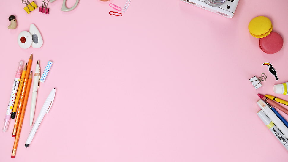assorted office supplies frame HD wallpaper