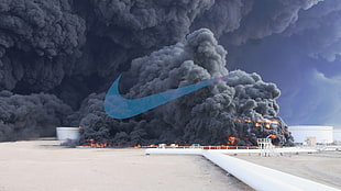 photo of Nike logo overlay black smoke