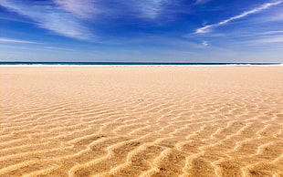 brown sand, sea, beach, sand, landscape HD wallpaper