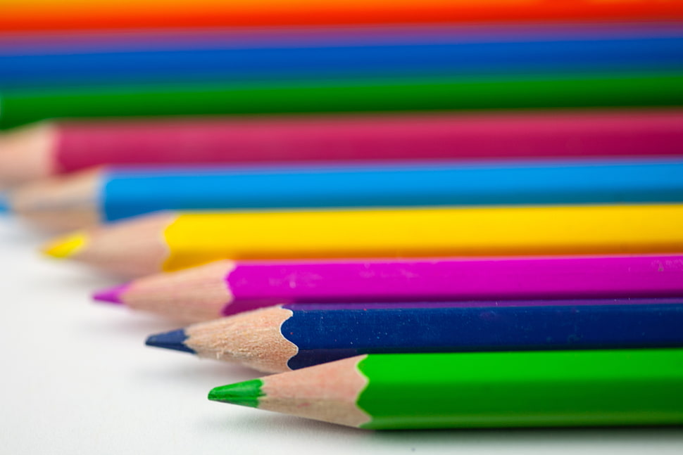 close up view of multi colored pencils HD wallpaper