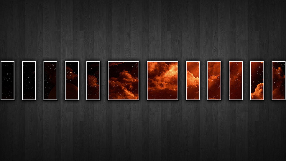 orange clouds multi-panel painting HD wallpaper