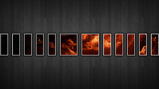 orange clouds multi-panel painting