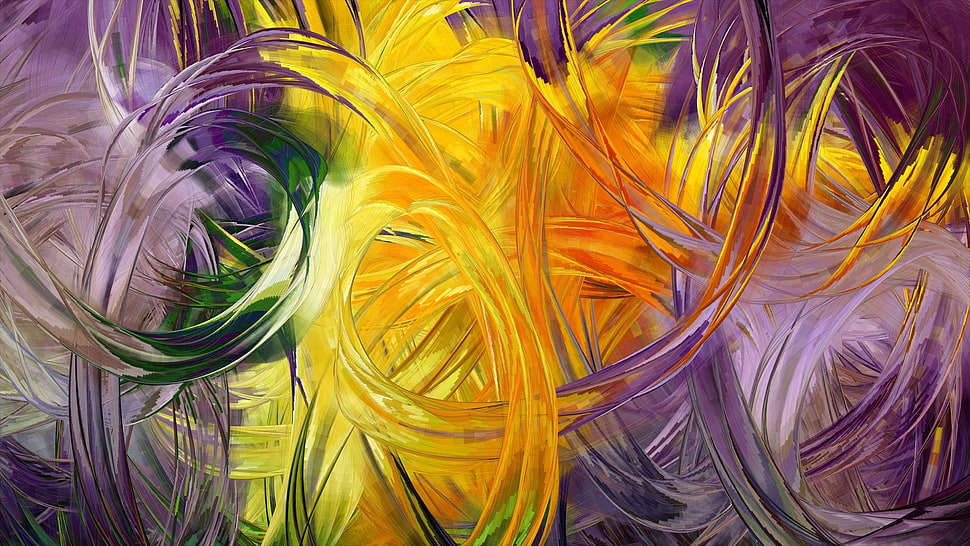 purple, green, and yellow abstract wallpaper HD wallpaper