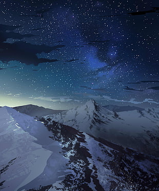 glacier mountain, stars, mountains HD wallpaper