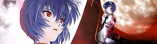 Evangelion Rei Miyamoto illustration, Ayanami Rei, Neon Genesis Evangelion, Moon, face HD wallpaper
