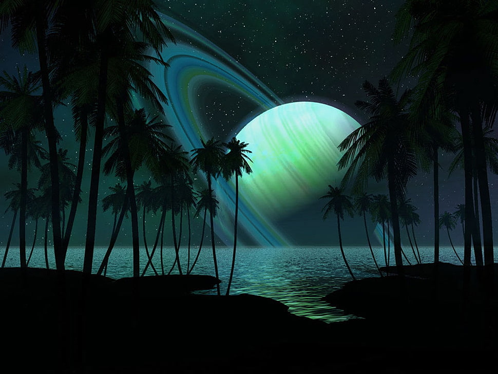 Planet Saturn illustration, planet, abstract, planetary rings, Digital Blasphemy HD wallpaper
