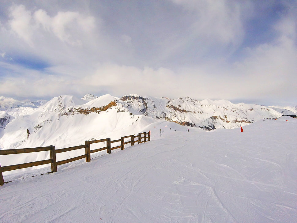 brown fence on snowfield HD wallpaper