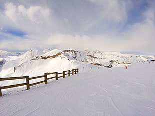 brown fence on snowfield