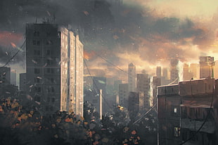 game application wallpaper, artwork, futuristic, apocalyptic