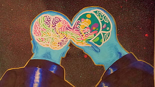 brains illustration, psychedelic, abstract, artwork, brain