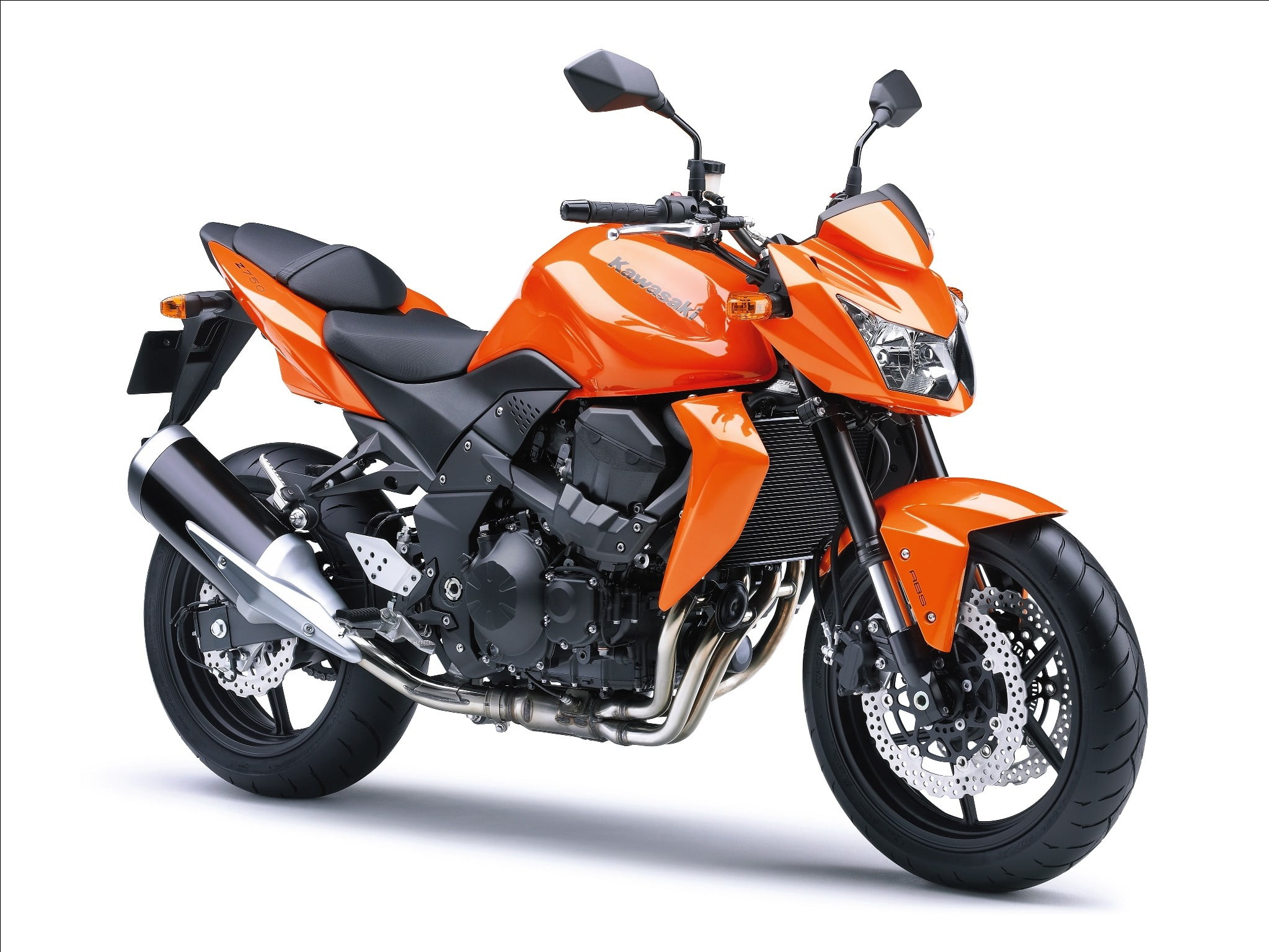 orange and black naked motorcycle, Kawasaki Z750, motorcycle, vehicle