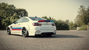 white coupe, BMW, BMW M4, Liberty Walk, LB Performance HD wallpaper