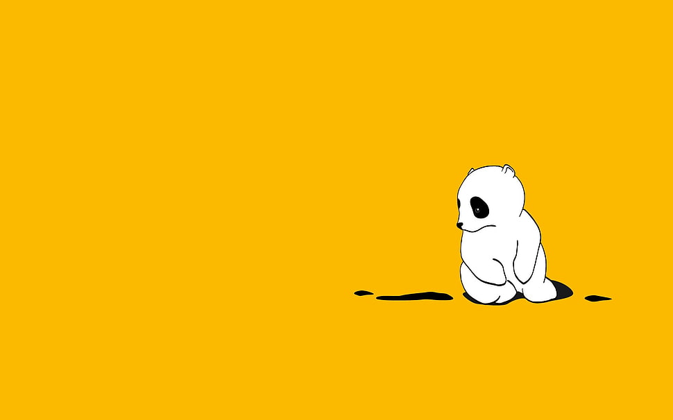 white and black bear artwork, minimalism HD wallpaper
