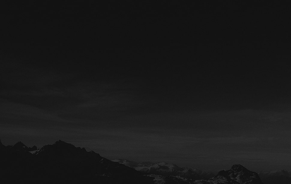 silhouette of mountain, monochrome, mountains, night HD wallpaper
