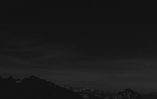 silhouette of mountain, monochrome, mountains, night
