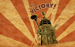brown and red To Victory! poster, Daleks, Doctor Who