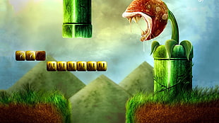 green and red table lamp, video games, digital art, Super Mario