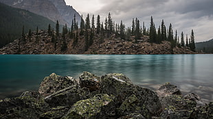mountain near body of water photography, plants, landscape, lake, trees